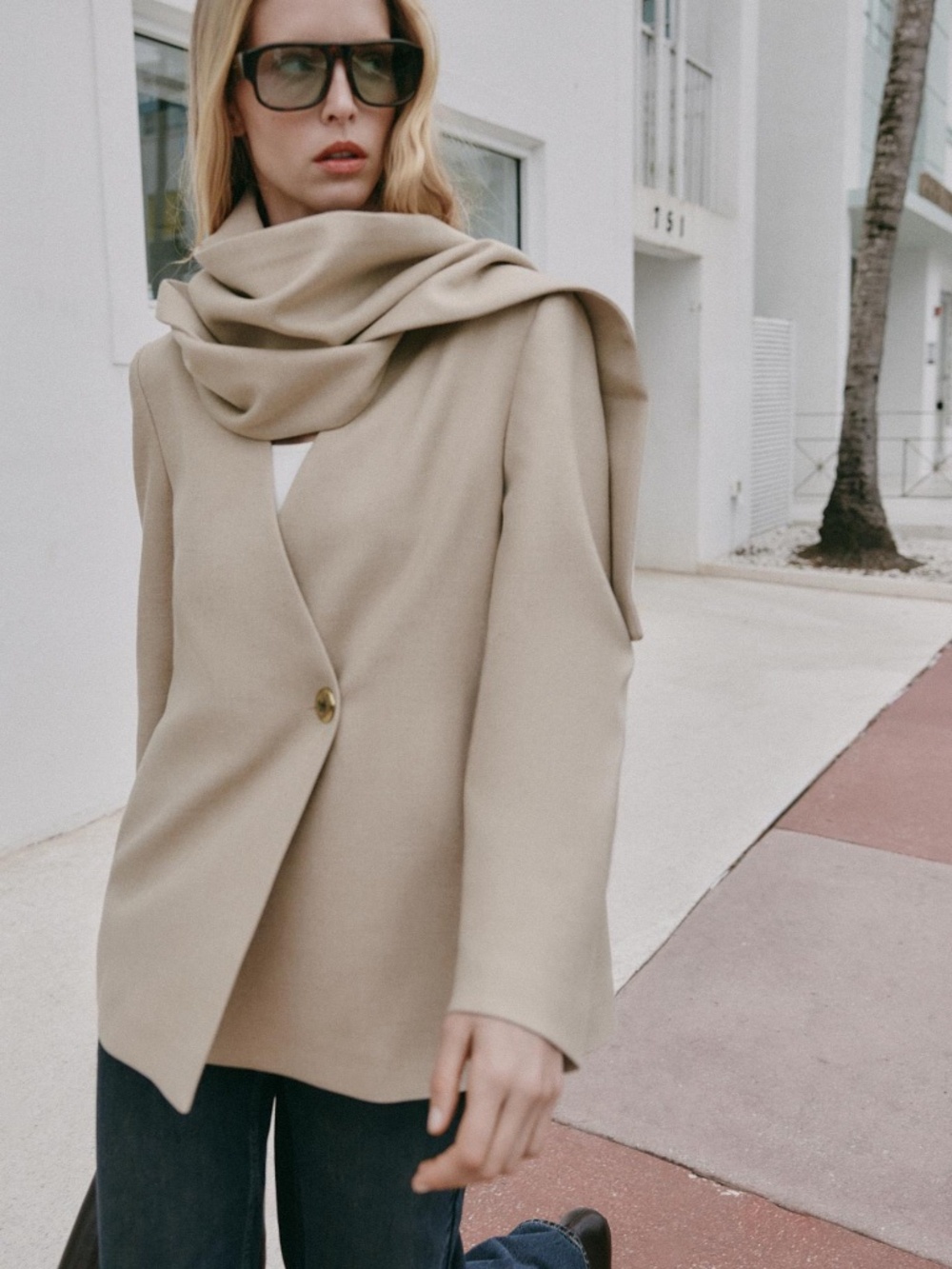 ZARA SCARF COLLAR OVERSIZED BLAZER | Size XS | NWT